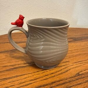 Temptations grey mug with mini red bird accent
